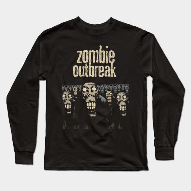 Zombie Outbreak Abstract Illustration Long Sleeve T-Shirt by asokabudaya